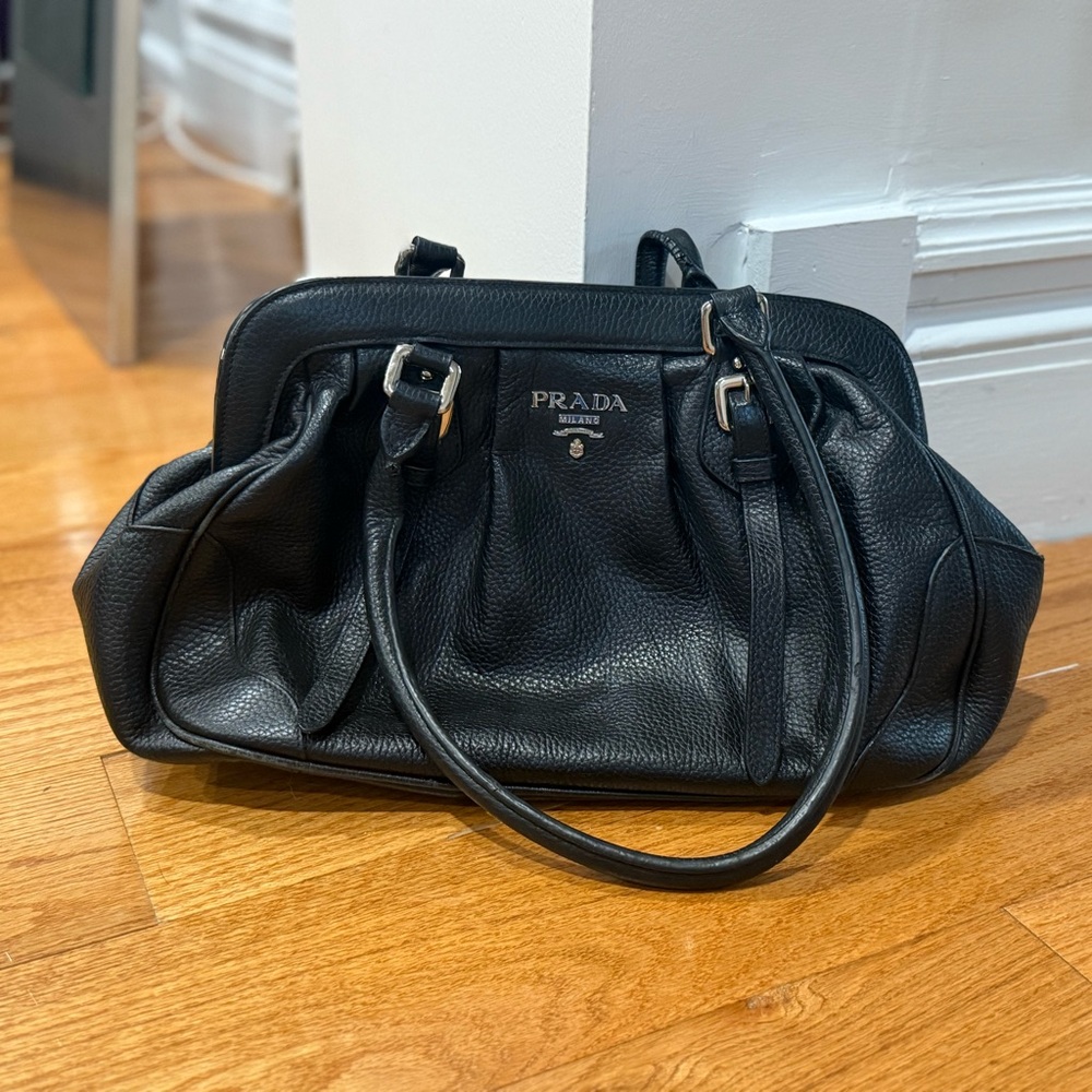 Prada Black Shoulder Bag with Metallic Hardware